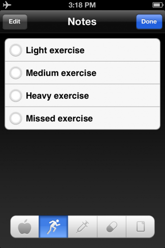 iBG*Star Diabetes Manager App - Notes on Exercise
