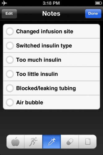 iBG*Star Diabetes Manager App - Notes on Insulin Administration