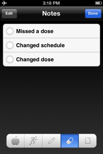 iBG*Star Diabetes Manager App - Notes on Medication Administration